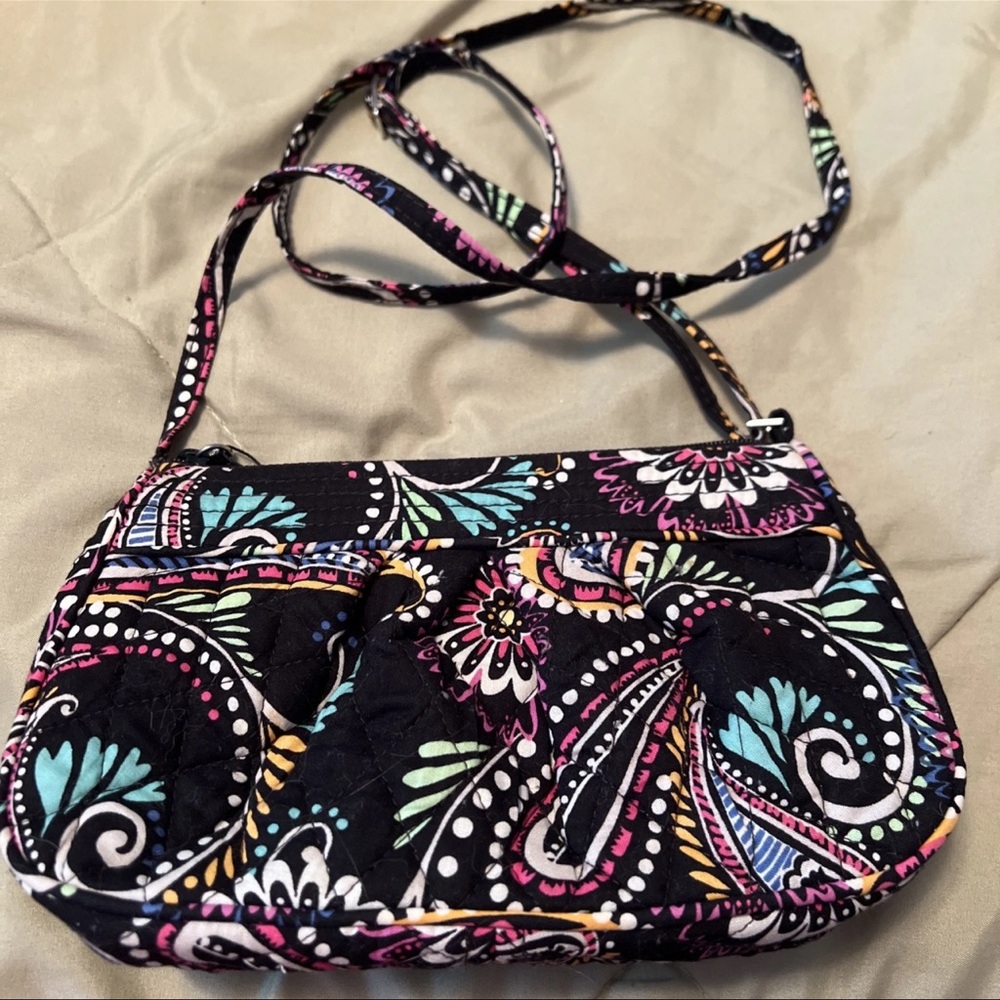 Vera Bradley Adjustable Crossbody Shoulder Quilted Purse Paisley Floral Mini Bag